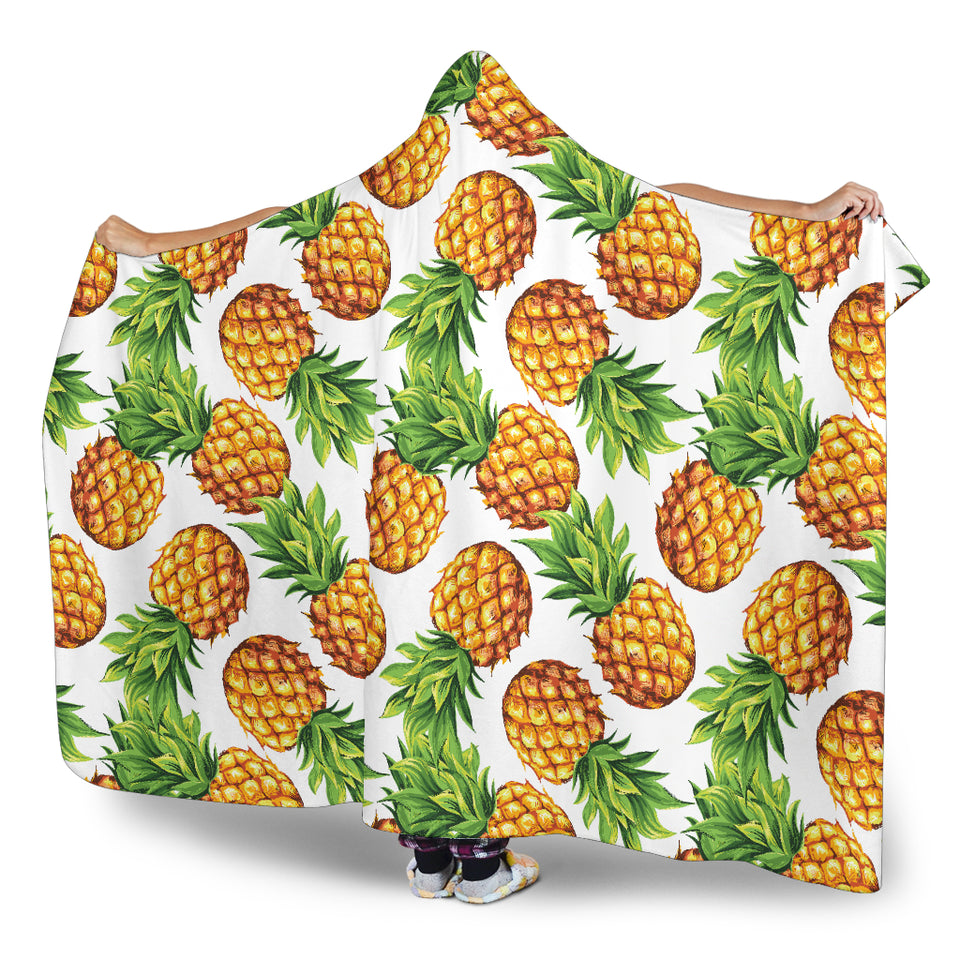 Pineapples Design Pattern Hooded Blanket