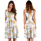 Greyhound Pattern Print Design 03 Sleeveless Midi Dress