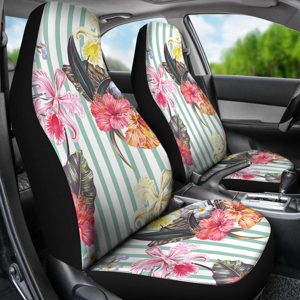 Colorful Orchid Flower Pattern Universal Fit Car Seat Covers