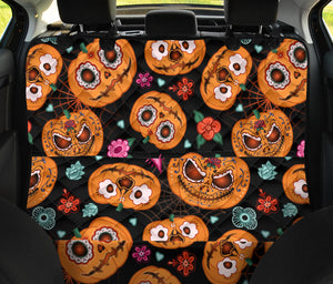 Pumpkin Flowers Spiderweb Halloween Theme Dog Car Seat Covers