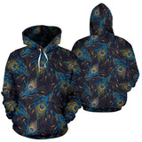 Beautiful Peacock Feather Pattern Men Women Pullover Hoodie