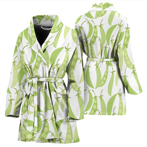 Green Peas Pattern Print Design 03 Women's Bathrobe