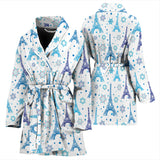 Eiffel Tower Pattern Print Design 01 Women's Bathrobe