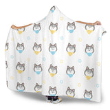 Cute Siberian Husky Pattern Hooded Blanket