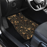 Gold Peacock Feather Pattern Front Car Mats