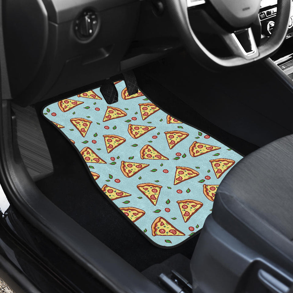 Hand Drawn Pizza Blue Background Front Car Mats