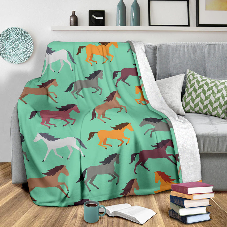 Colorful Horses Pattern Premium Blanket