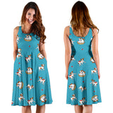 Jack Russel Pattern Print Design 03 Sleeveless Midi Dress