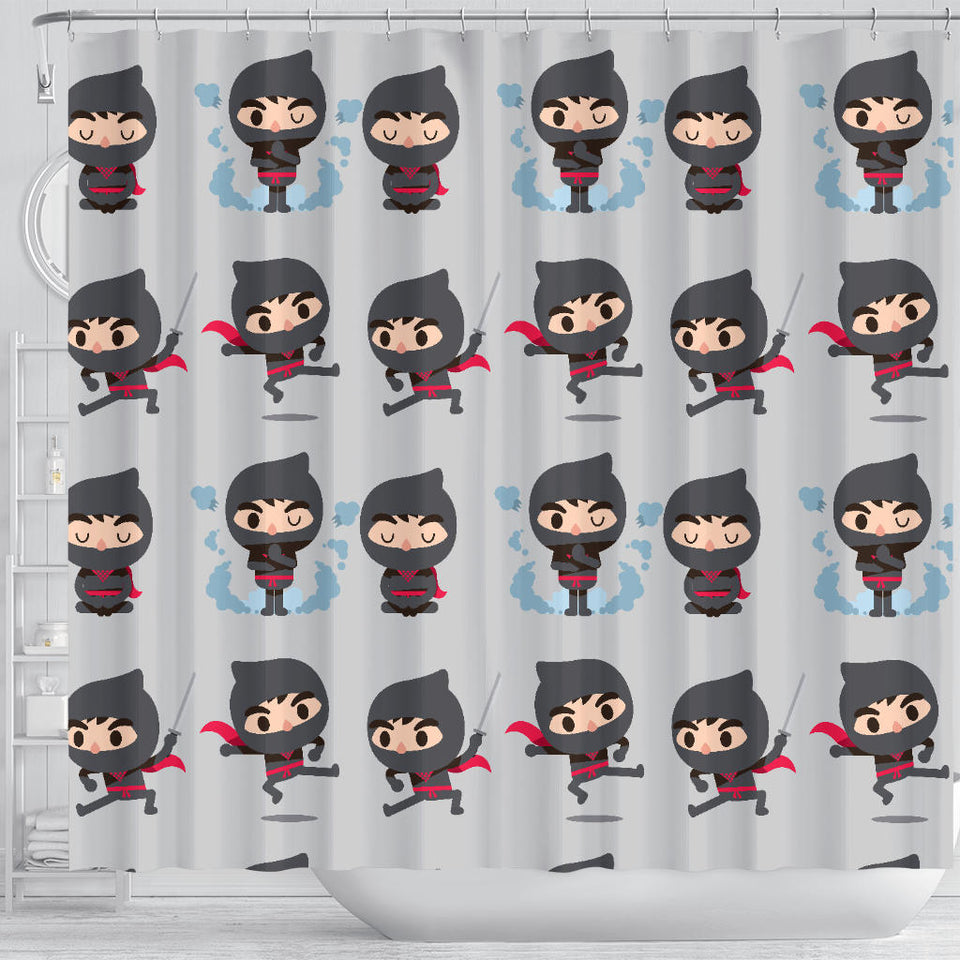 Cute Ninja Pattern Shower Curtain Fulfilled In US