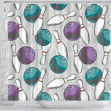 Bowling Ball And Pin Gray Background Shower Curtain Fulfilled In US