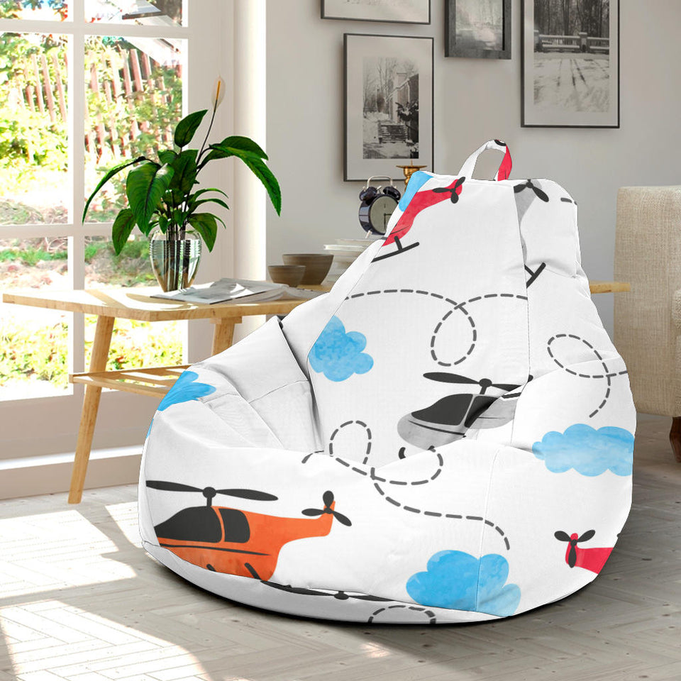 Watercolor Helicopter Cloud Pattern Bean Bag Cover