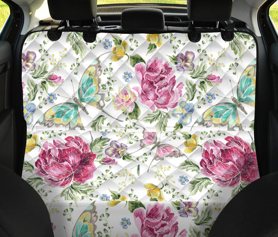 Hand Drawn Butterfly Rose Dog Car Seat Covers