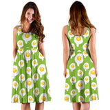 Fried Eggs Pattern Print Design 01 Sleeveless Midi Dress