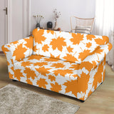 Orange Maple Leaf Pattern Loveseat Couch Slipcover