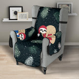 Cute sloths sleeping christmas ball santa hat pattern Chair Cover Protector