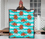 Octopuses Sea Wave Background Premium Quilt