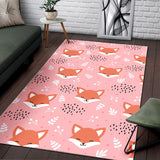 Cute Fox Pattern Pink Background Area Rug
