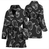 Garlic Pattern Black Background Women'S Bathrobe