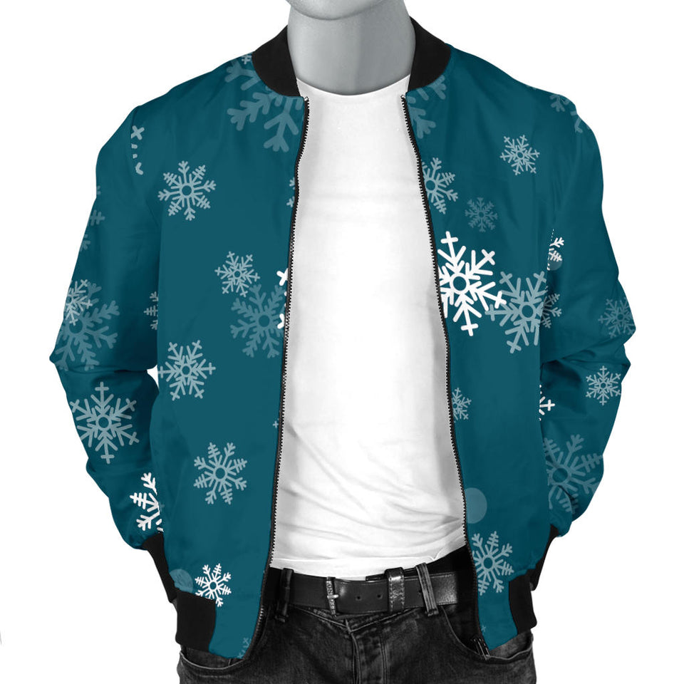 Snowflake Pattern Dark Background Men'S Bomber Jacket