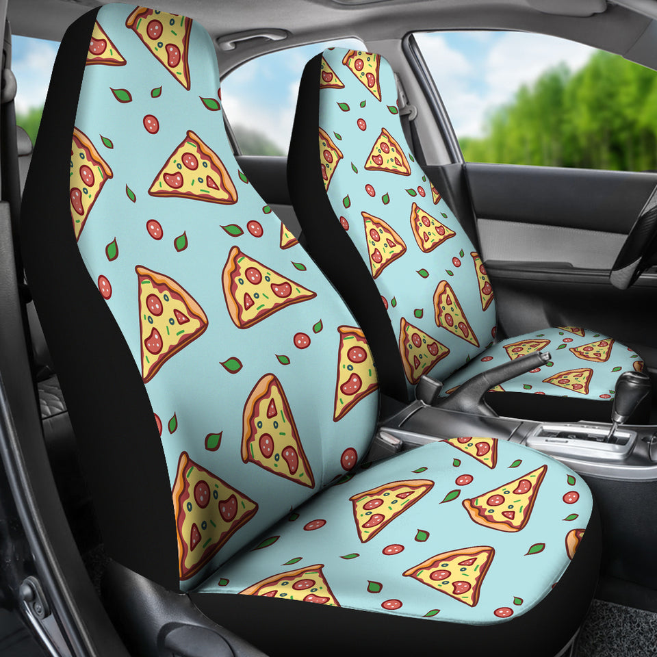 Hand Drawn Pizza Blue Background  Universal Fit Car Seat Covers