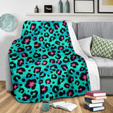 Green Leopard Skin Print Pattern Premium Blanket