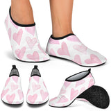 Watercolor Pink Heart Pattern Aqua Shoes