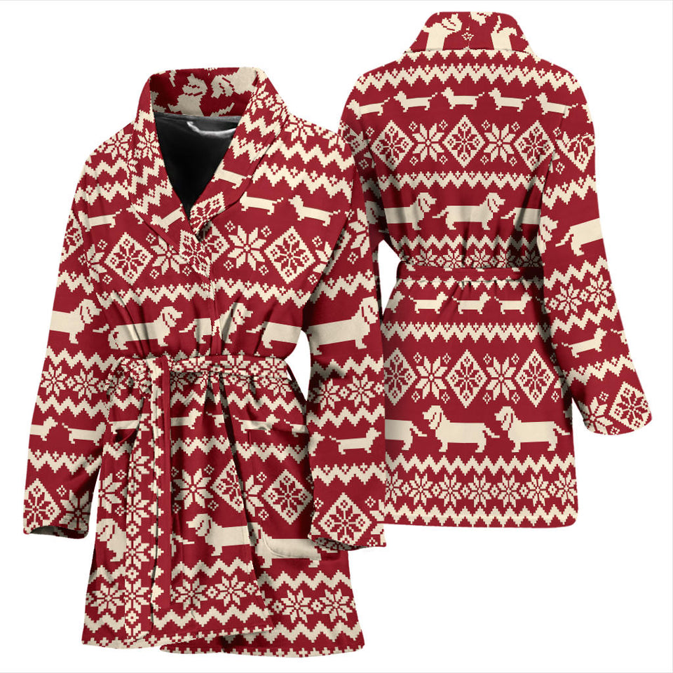 Dachshund Nordic Pattern Women'S Bathrobe