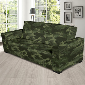 Digital Green Camo Camouflage Pattern Sofa Slipcover