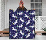 Hand Drawn Cute Unicorn Star Planet Premium Quilt