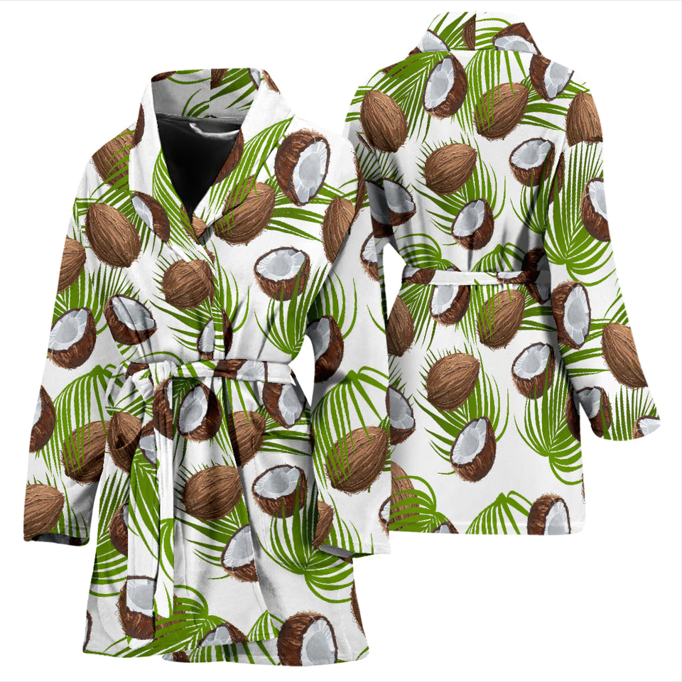 Coconut Pattern Print Design 04 Women's Bathrobe