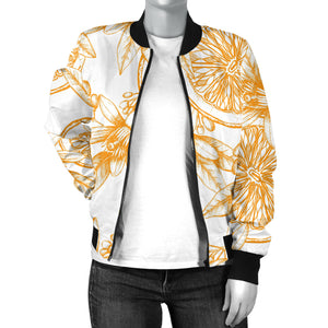 Hand Drawn Orange Fruit Pattern Women'S Bomber Jacket