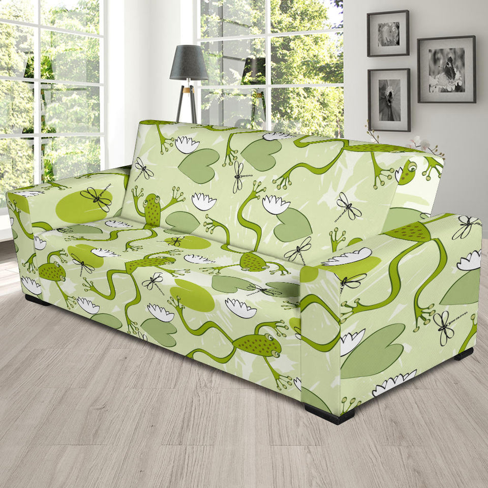 Cute Frog Dragonfly Pattern Sofa Slipcover