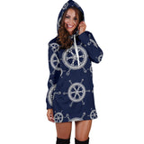 Nautical Steering Wheel Design Pattern Women'S Hoodie Dress