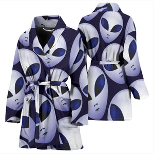 Alien Pattern Print Design 01 Women's Bathrobe