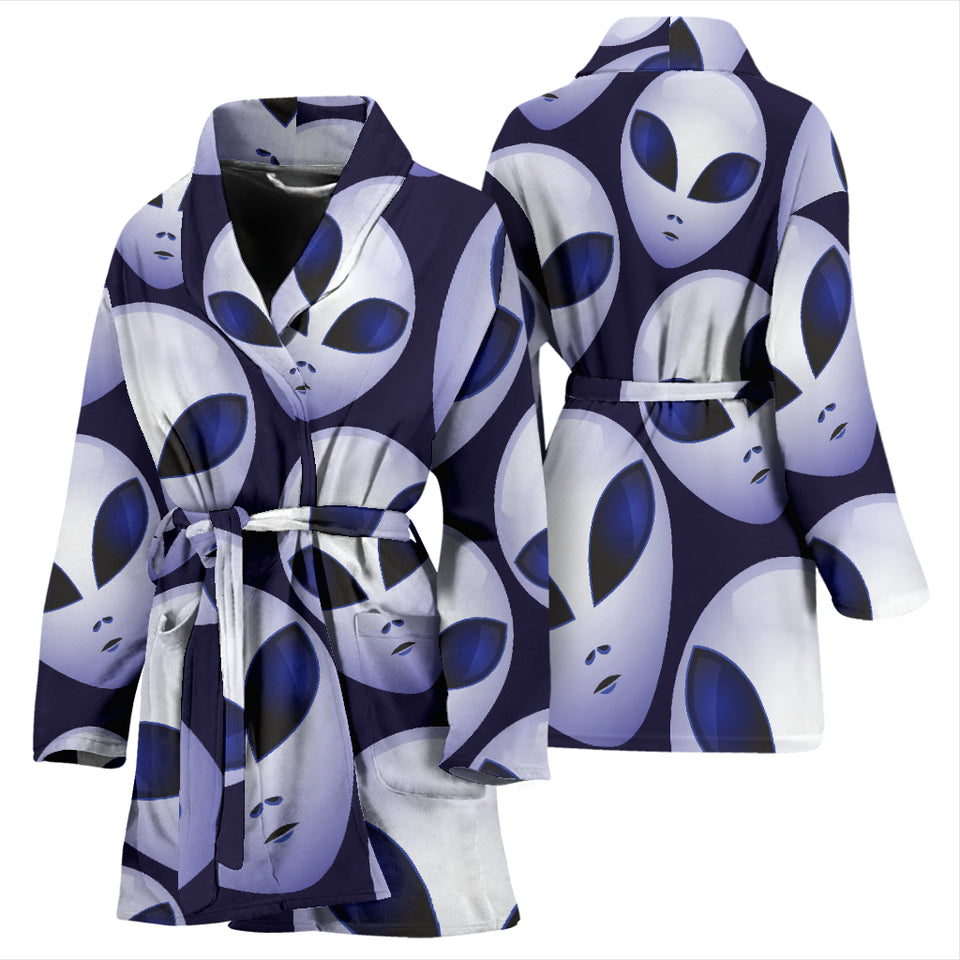 Alien Pattern Print Design 01 Women's Bathrobe