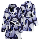 Alien Pattern Print Design 01 Women's Bathrobe