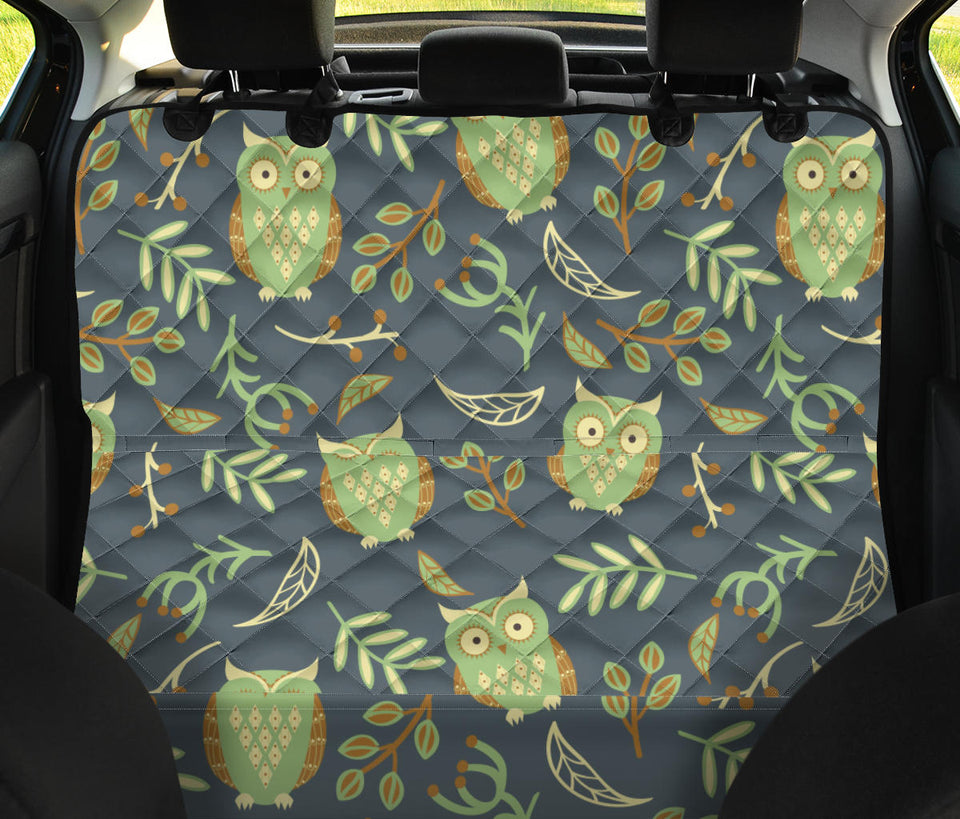 Cute Owls Leaves Pattern Dog Car Seat Covers