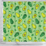 Avocado Pattern Green Background Shower Curtain Fulfilled In US