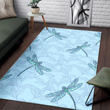 Dragonfly Pattern Blue Background Area Rug