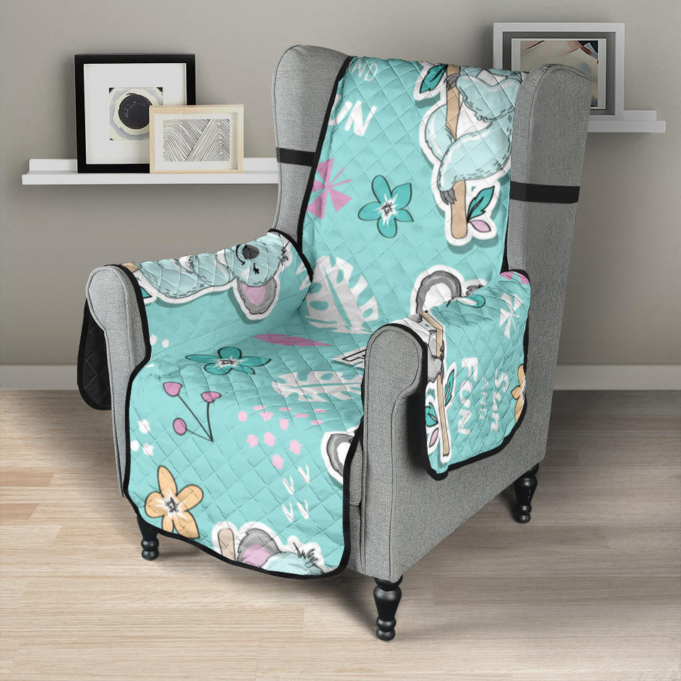Cute koalas blue background pattern Chair Cover Protector