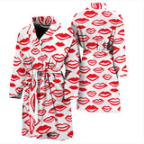 Lips Pattern Print Design 05 Men's Bathrobe