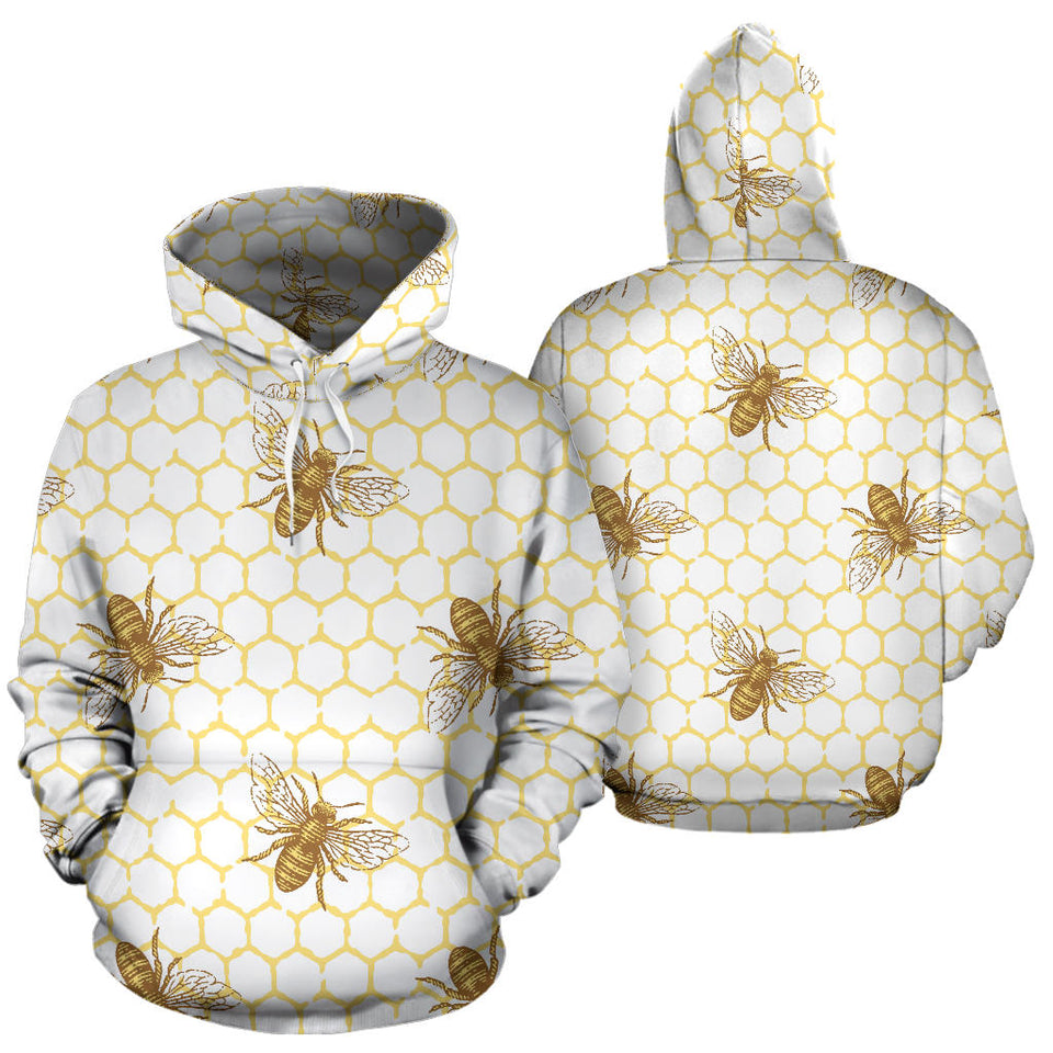Bee Honeycomb Seamless Design Pattern Men Women Pullover Hoodie