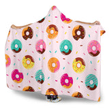Donut Pattern Glaze Pink Background Hooded Blanket