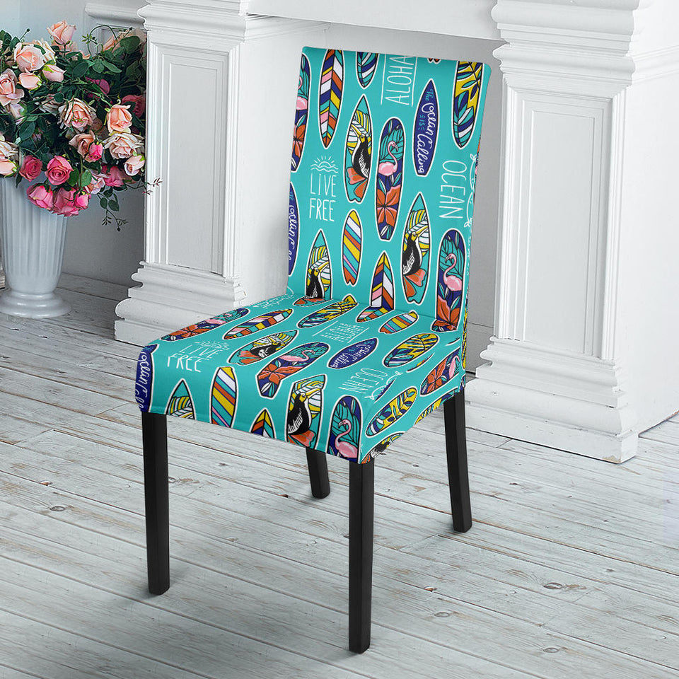 Surfboard Pattern Print Design 05 Dining Chair Slipcover