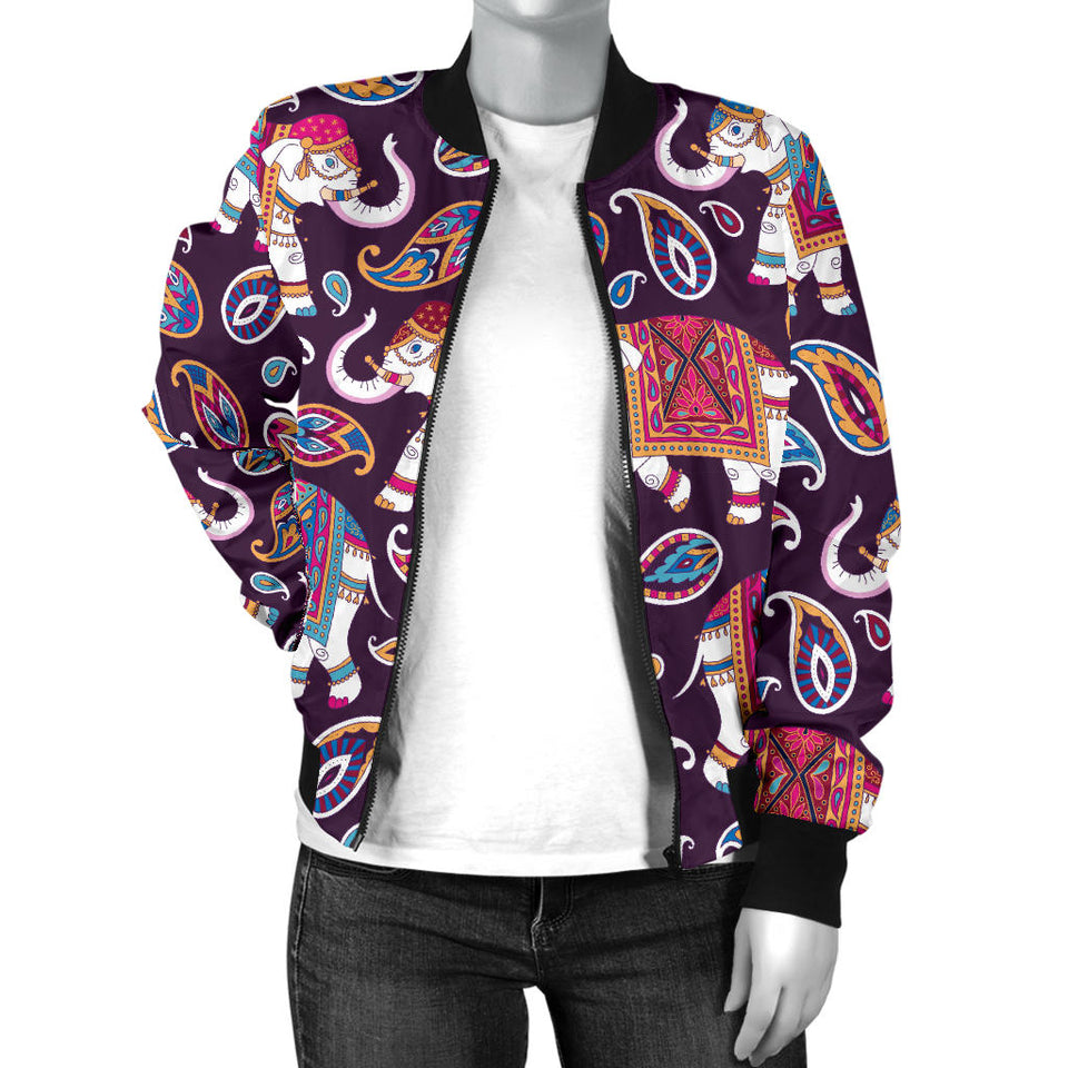 Elephant Indian Style Ornawomen'St Pattern Women'S Bomber Jacket