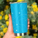 Airplane Destinations Blue Background Tumbler