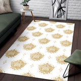 Gold Ornamental Lotue Waterlily Symbol Pattern Area Rug