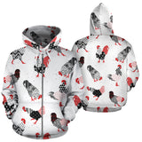 Cool Rooster Chicken Cock Floral Ornament Background Zip Up Hoodie