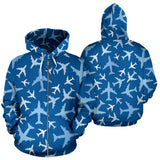 Airplane Pattern In The Sky Zip Up Hoodie