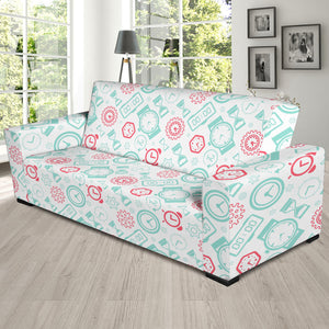 Clock Time Pattern Blackground Sofa Slipcover